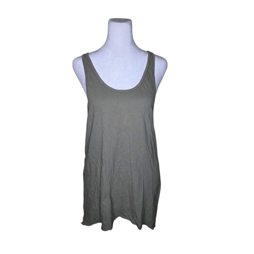 Errant Long Swing Flowy Sleeveless Tank Top Womens Size S Olive Green